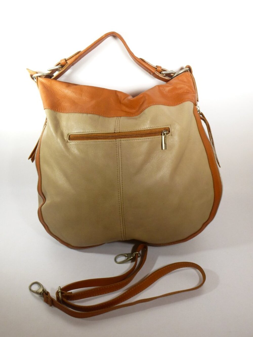 New Florence Leather Market khaki and cognac Italian leather handbag